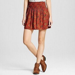 Mossimo Floral Stretch Smocked Skirt Size Medium